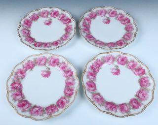 4 As - Is Haviland Limoges Drop Rose 7.  5 " 19cm Plate Porcelain Pink Schleiger 55