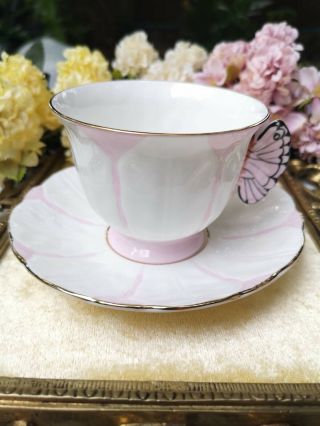 Aynsley Butterfly Handle Tea Cup / Pink