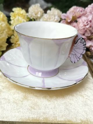 Aynsley Butterfly Handle Tea Cup/violet