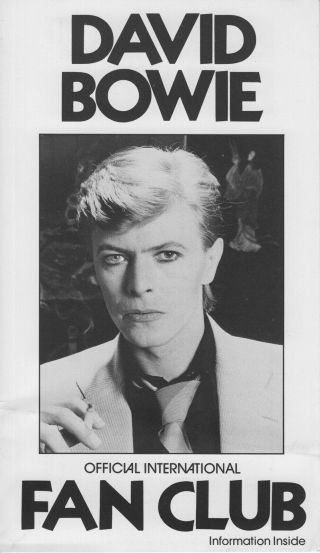 David Bowie Fan Club Rare 1977 Pamphlet Leaflet Application Brochure