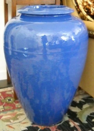 Vintage Bauer 24 " Oil Jar With Cobalt Blue Glaze