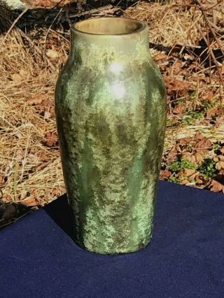 Large & Early Fulper Vasekraft Arts & Crafts Pottery Vase.  Leopard Skin Glaze