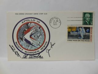 1971 Apollo 15 Scott,  Worden,  Irwin Signed Astronaut Nasa Fdc First Day Cover