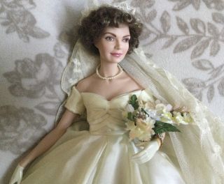 Jackie O Jacqueline Kennedy Bride Doll In Wedding Gown Dress Franklin