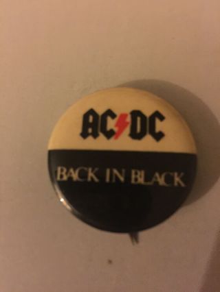 Vintage Ac/dc Back In Black Pin/button G1