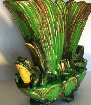 Weller Coppertone Double Frog Fan Vase and 2