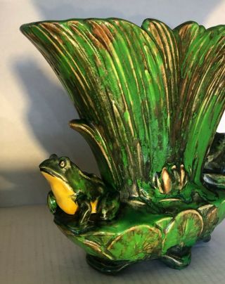 Weller Coppertone Double Frog Fan Vase and 5