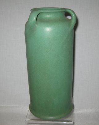 Teco 10.  25 " Arts & Crafts 3 Handle Vase In Matte Green