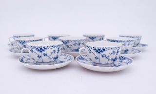 9 Unusual Cups & Saucers 713 - Blue Fluted Royal Copenhagen - 1:st Quality 4
