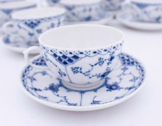 9 Unusual Cups & Saucers 713 - Blue Fluted Royal Copenhagen - 1:st Quality 6