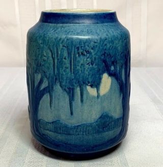 Newcomb College,  Moonlight Swamp Scenic Vase,  Anna Frances Simpson Outstanding