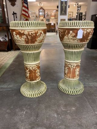 Matched Roseville Donatello Jardiniere And Pedestal