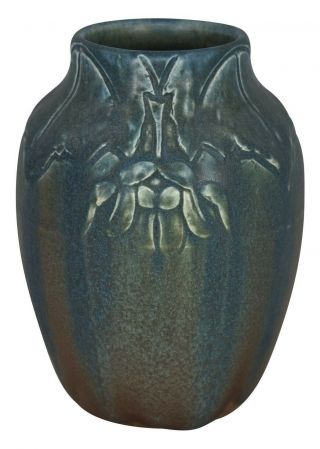 Rookwood Pottery 1909 Vellum Glaze Floral Vase 654 (sax)
