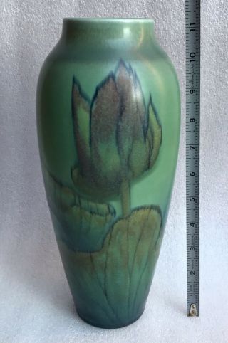 1924 Rookwood Pottery Blueish Green 11 1/4” Sallie Coyne Arts & Crafts Vase