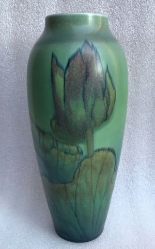 1924 Rookwood Pottery Blueish Green 11 1/4” Sallie Coyne Arts & Crafts Vase 2