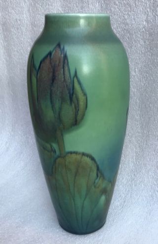 1924 Rookwood Pottery Blueish Green 11 1/4” Sallie Coyne Arts & Crafts Vase 3