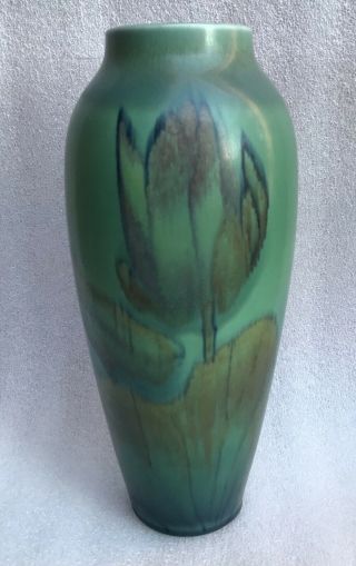 1924 Rookwood Pottery Blueish Green 11 1/4” Sallie Coyne Arts & Crafts Vase 6
