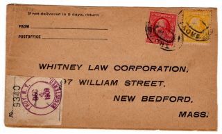 332,  338 Washingtons Registered W/ Label Troy Ny To Bedford Ma 1909