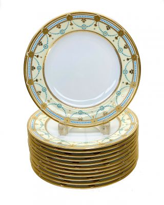 12 Copeland Spode For Tiffany & Co.  Porcelain And Enamel Dessert Plates,  C1900