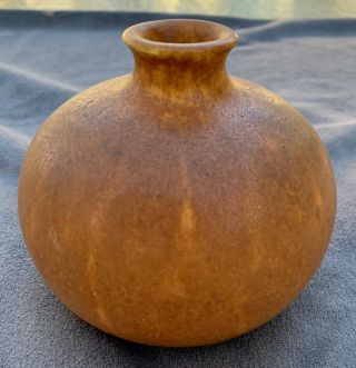 Grueby Pottery Gourd Shaped Orange Vase Signed And Labeled.  Great Form.