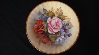 VTG Aynsley England Bone China Cabbage Rose Tea Cup & Saucer Signed J A Bailey 3
