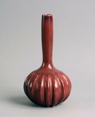 Axel Salto For Royal Copenhagen Long Necked Gourd Vase With Oxblood Glaze 1960s
