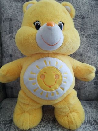 Funshine Care Bear Plush Large Jumbo 19 " 2014 Yellow Sunshine Stuffed Animal