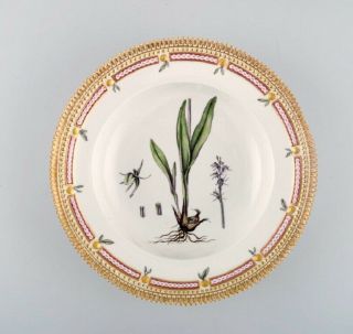 Royal Copenhagen Flora Danica Deep Plate In Porcelain With Hand - Painted Flowers.