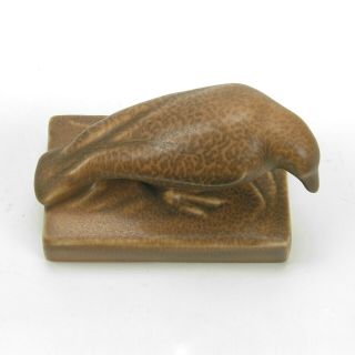 Rookwood Pottery production 1924 rook paperweight arts & crafts matte brown 4