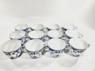 12x Cups & Saucers 1035 Blue Fluted Royal Copenhagen Full Lace 1:st Quality 2