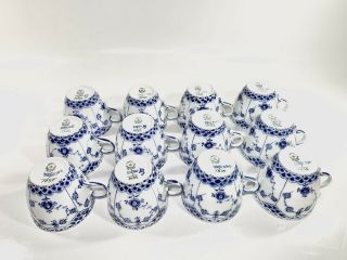 12x Cups & Saucers 1035 Blue Fluted Royal Copenhagen Full Lace 1:st Quality 4