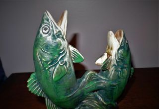 Weller Coppertone Double Fish Bud Vase 6