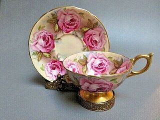 Incredible Aynsley Bailey - Type Large Pink Cabbage Roses Cup & Saucer 1026
