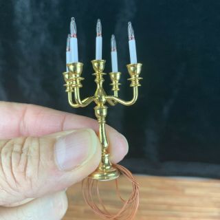 Brass 5 Arm Table Candelabra Light Dollhouse Miniature 1/12 Scale Clare Bell