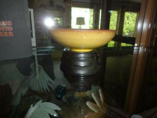 Stunning Gertrud And Otto Natzler Studio Pottery Bowl Masterful Yellow Glaze