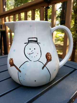 Rae Dunn Magenta Exclusive " Let It Snow " Snowman Coffee Tea Cocoa Pot Vhtf