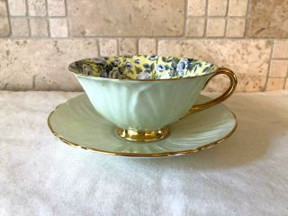 Shelley China Footed Oleander Chintz Cup And Saucer