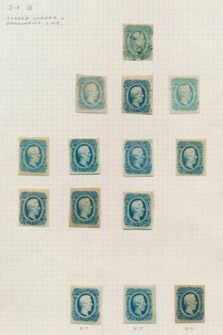 Us Csa Stamps 1863 10c Davis 11 - 11d Die Ii Shades Inc Green & Dble Transfers