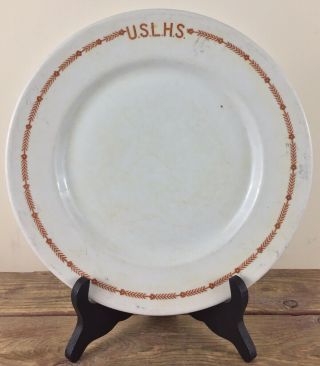 Antique 1932 Uslhs Lighthouse Service Dinner Plate 9.  5” Brown Flowers