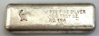 Vintage Golden Analytical 10 Troy Ounces.  999 Fine Silver Bar