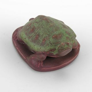 Rookwood Pottery production 1909 turtle paperweight arts & crafts matte green 3