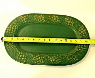 Vintage Arts and Crafts Matte Green Pottery Large Pinecone Platter United Crafts 5