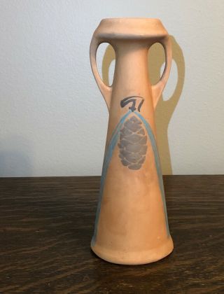 Weller Arts And Crafts Vase With Pinecone Decoration