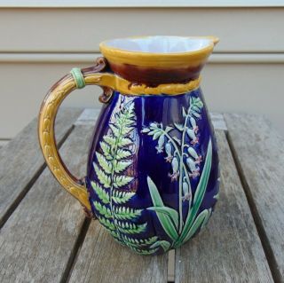 Victorian Majolica Pitcher By Brown - Westhead,  Moore & Co. ,  Staffordshire Pottery