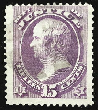 Us Official Stamp 1873 15c Justice Webster Scott O31
