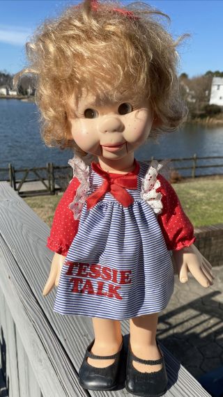 1974 Horsman Ventriloquist Tessie Talk Doll 18 "