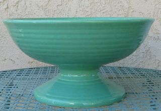 Vintage Bauer Pottery Ringware Jade Green 14” Pedestal Bowl Punchbowl Ca Usa