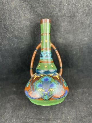 Foley Intarsio Vase 9 " Double Handled 4042 Arts & Crafts