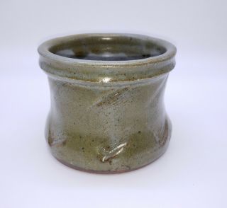 Warren Mackenzie Studio Pottery Pot Bowl Jar Green Glaze Paddled Double Stamped