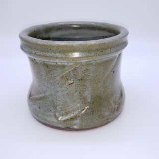 Warren Mackenzie Studio Pottery Pot Bowl Jar Green Glaze Paddled Double Stamped 5